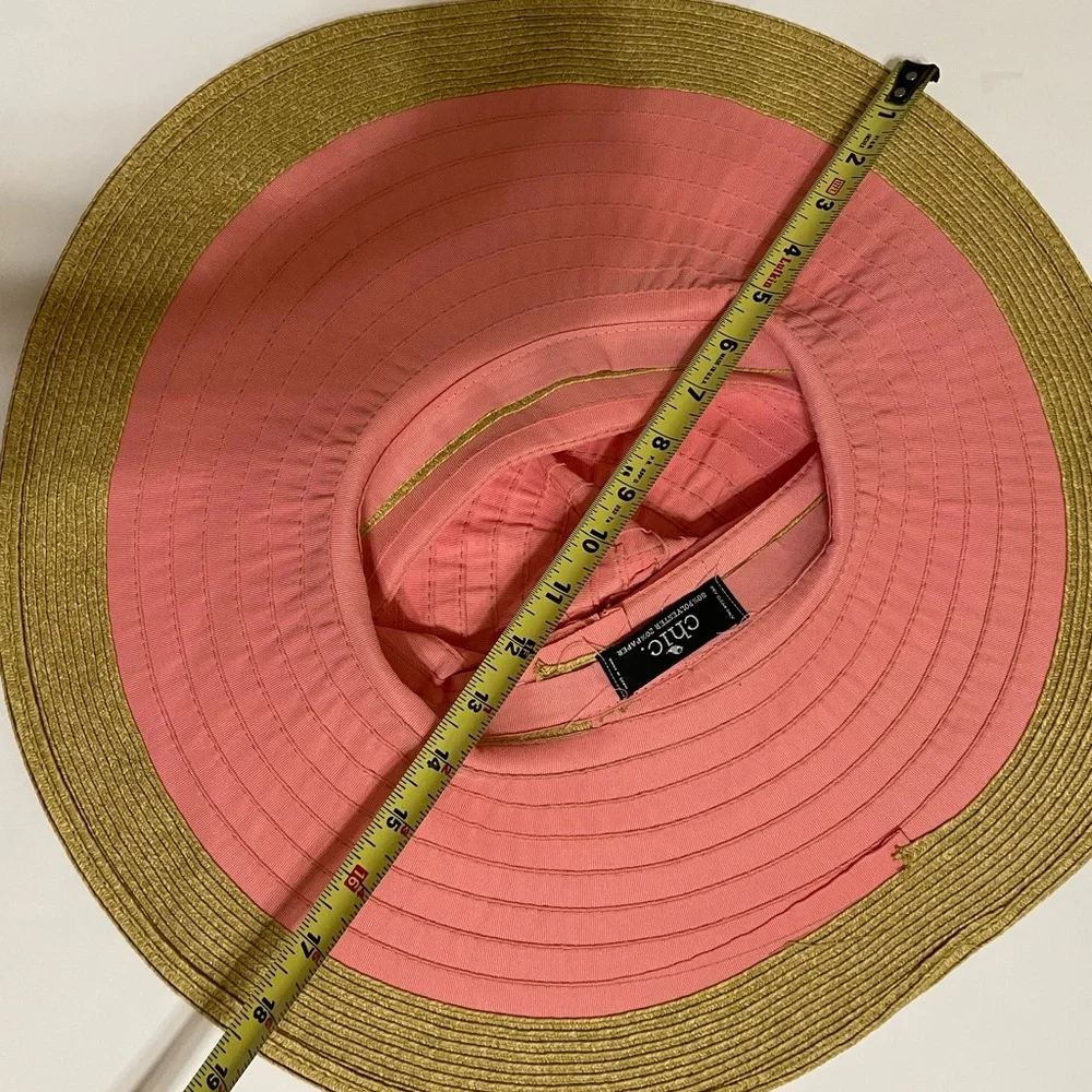 CHIC Salmon Pink Ribbon Oversized Floppy Brim Resortwear Packable Hat